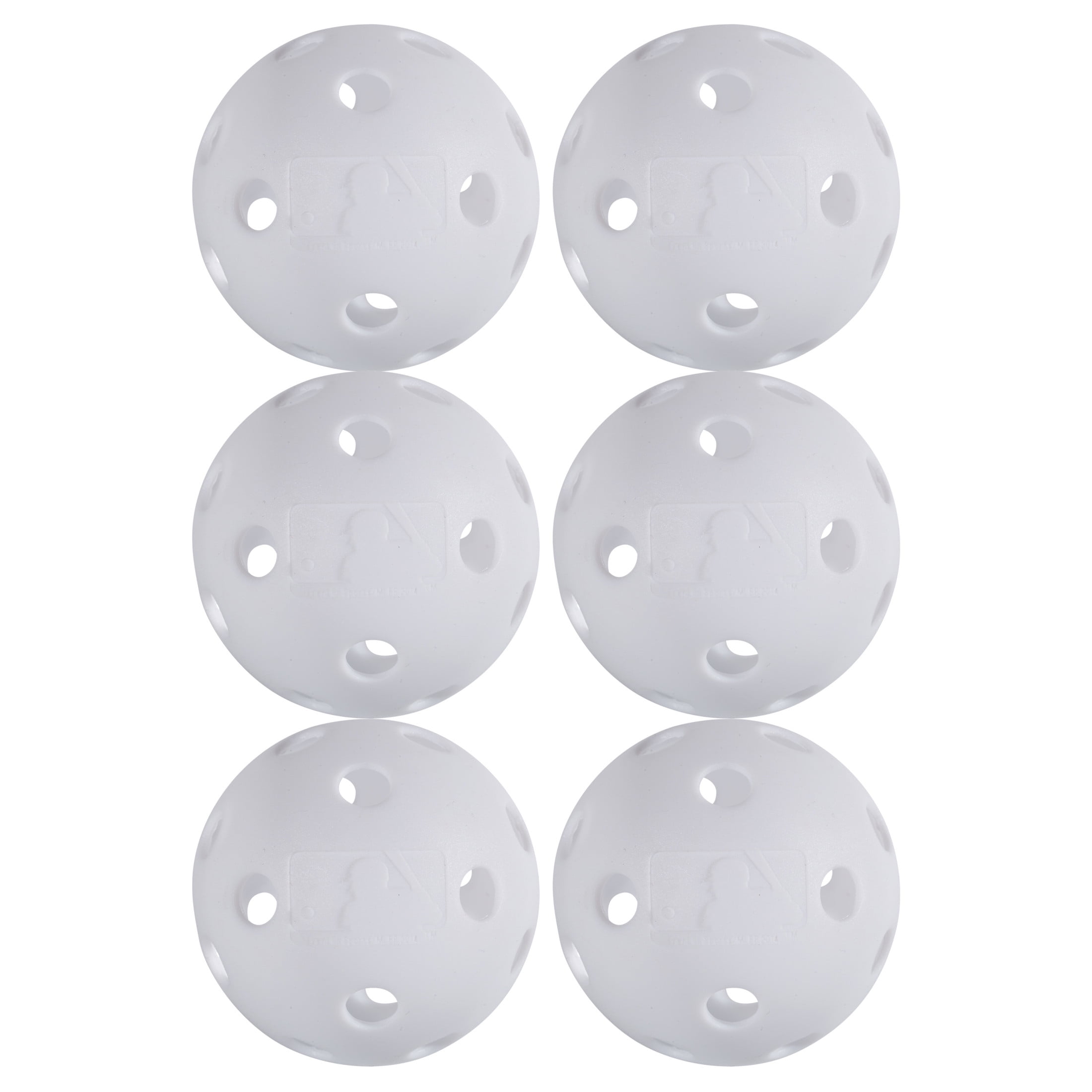 Franklin Sports Plastic Baseballs - Indestruct-A-Ball Plastic Batting Practice Baseballs - Training Balls for Kids + Adults - MLB Official Size - White - 6 Pack