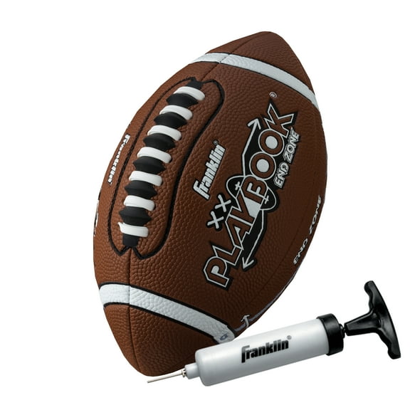Franklin Sports Playbook Perfect First Mini Football for Kids with Soft Foam Cover, Extra Grip Laces, Play Diagrams and Air Pump Included