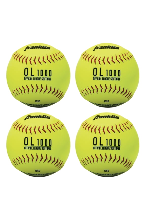 Practice Softballs - (4) Official 12" Softballs + Bag