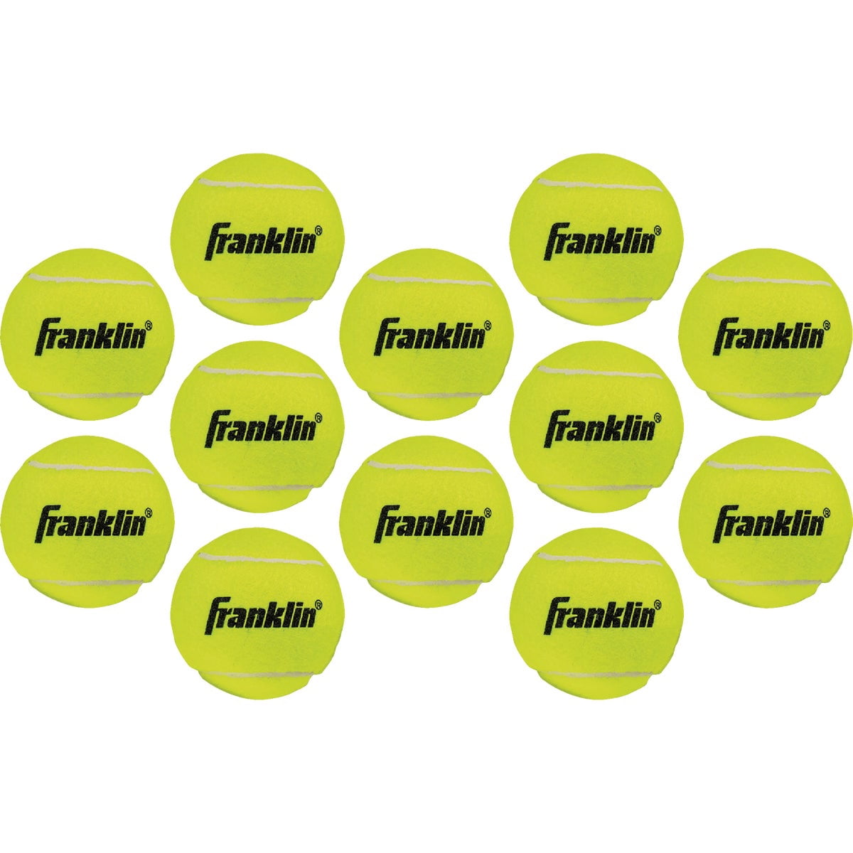 Franklin Sports Pressureless Tennis Balls - Official Size Low Pressure + Bounce Tennis Balls - Great for Training + Practice - 12 Pack Bag - All Court Surfaces