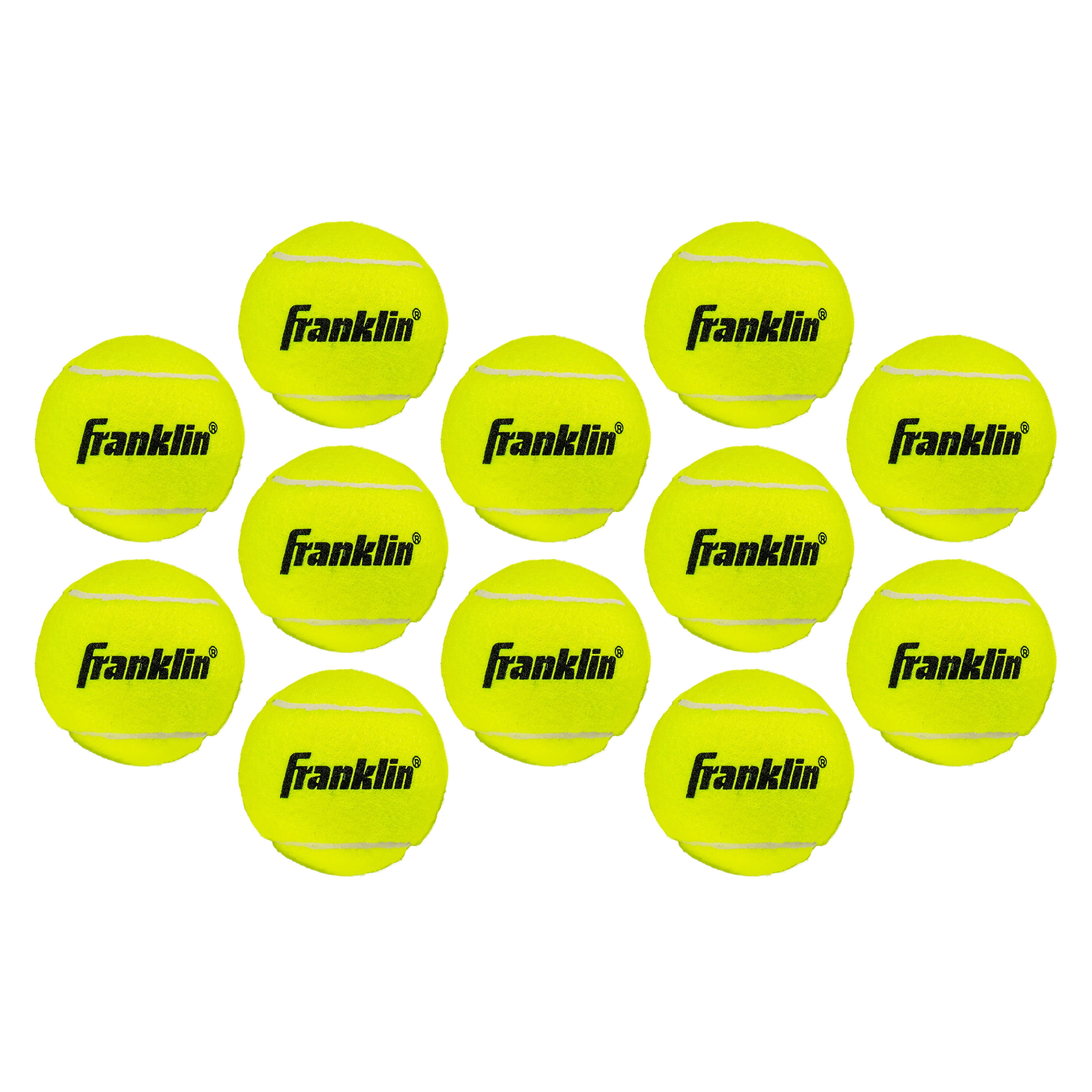 Franklin Sports Pressureless Tennis Balls - Official Size Low Pressure Tennis Balls - Great for Training + Practice - 12 Pack Bag of Low Bounce Tennis Balls - All Court Surface Tennis Balls
