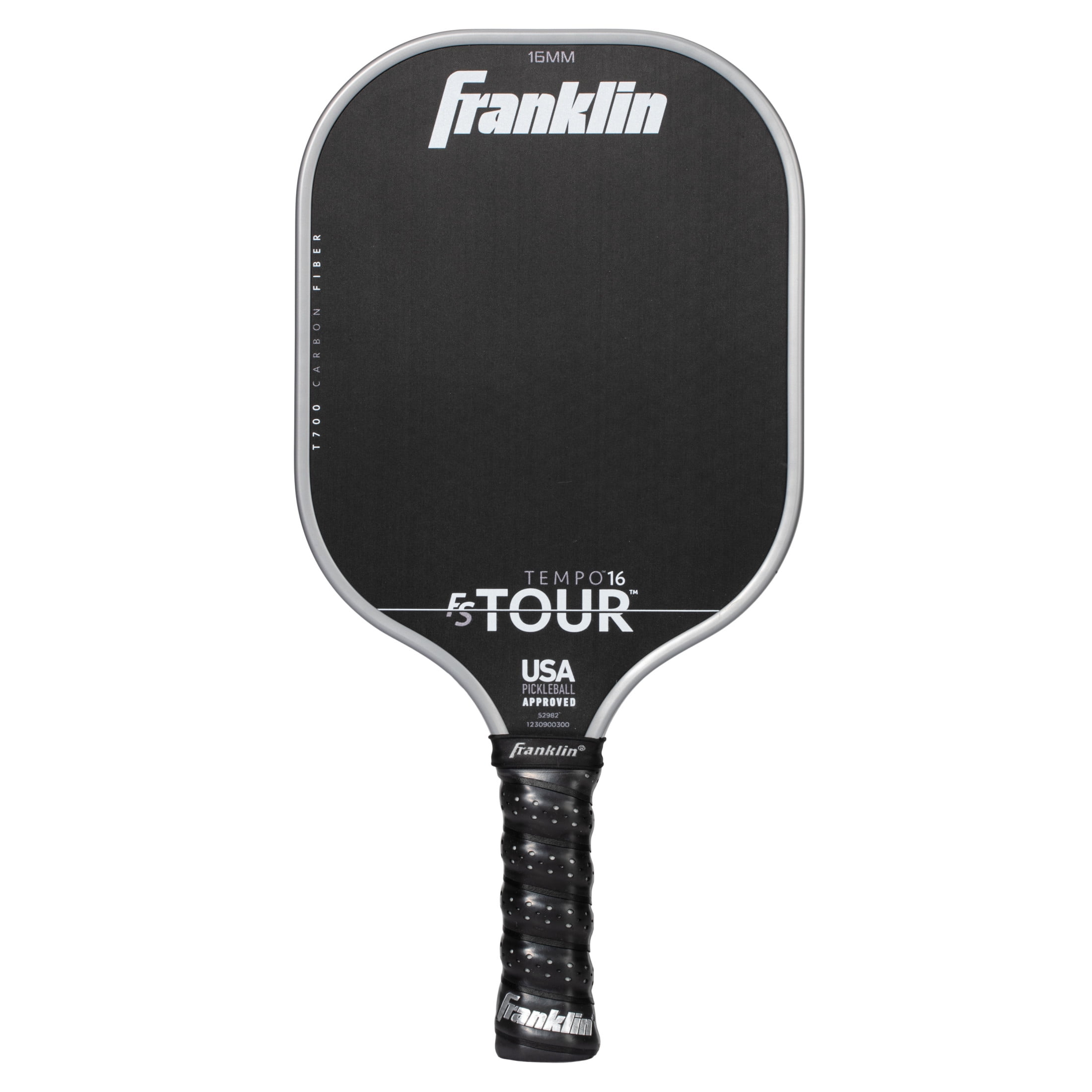 Franklin Sports Pro Pickleball Paddles - FS Tour Series Carbon Fiber Pickleball Paddles - Official USA Pickleball (USAPA) Approved Paddles - Tempo Pro Player Paddle - 16mm Polymer Core - Gray
