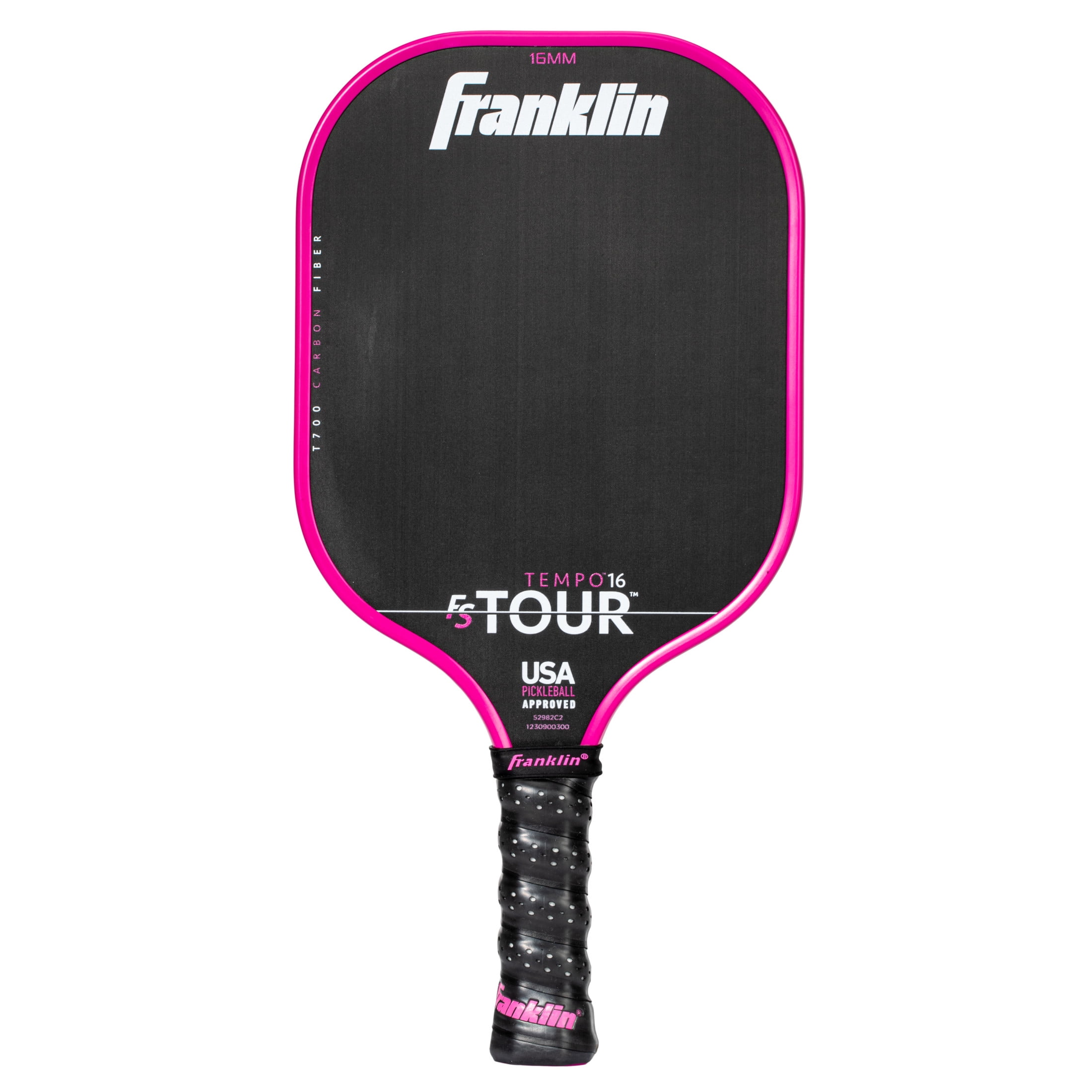 Franklin Sports Pro Pickleball Paddles - FS Tour Series Carbon Fiber Pickleball Paddles - Official USA Pickleball (USAPA) Approved Paddles - Tempo Pro Player Paddle - 16mm Polymer Core - Pink