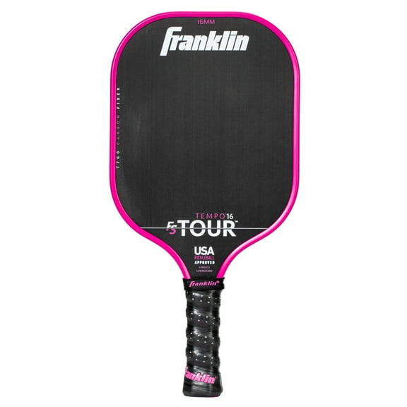 Franklin Sports Pro Pickleball Paddles - FS Tour Series Carbon Fiber Pickleball Paddles - Official USA Pickleball (USAPA) Approved Paddles - Tempo Pro Player Paddle - 16mm Polymer Core - Pink