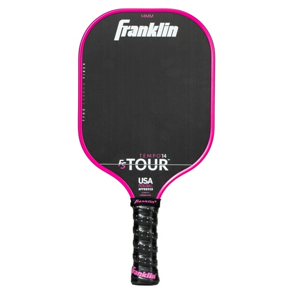 Franklin Sports Pro Pickleball Paddles - FS Tour Series Carbon Fiber Pickleball Paddles - Official USA Pickleball (USAPA) Approved Paddles - Tempo Pro Player Paddle - 14mm Polymer Core - Pink