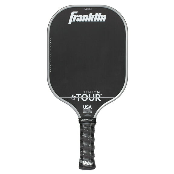 Franklin Sports Pro Pickleball Paddles - FS Tour Series Carbon Fiber Pickleball Paddles - Official USA Pickleball (USAPA) Approved Paddles - Tempo Pro Player Paddle - 14mm Polymer Core - Gray