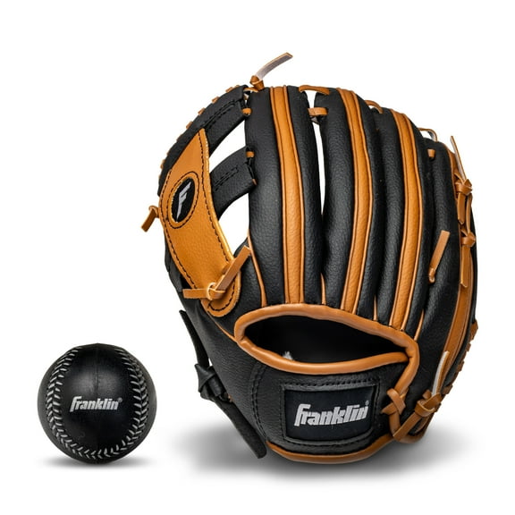 Franklin Sports RTP Kids Teeball Glove + Ball Set - Boys + Girls Mitt - 9.5" Lefty - Tan