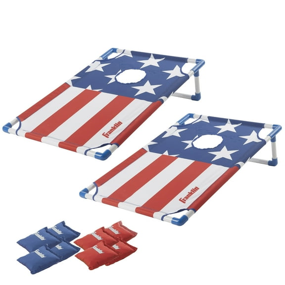 Franklin Sports Red, White and Blue PVC Cornhole Set — Includes 2 Targets And 8 Regulation Bean Bags — Great for Kids and Outdoor Family Fun