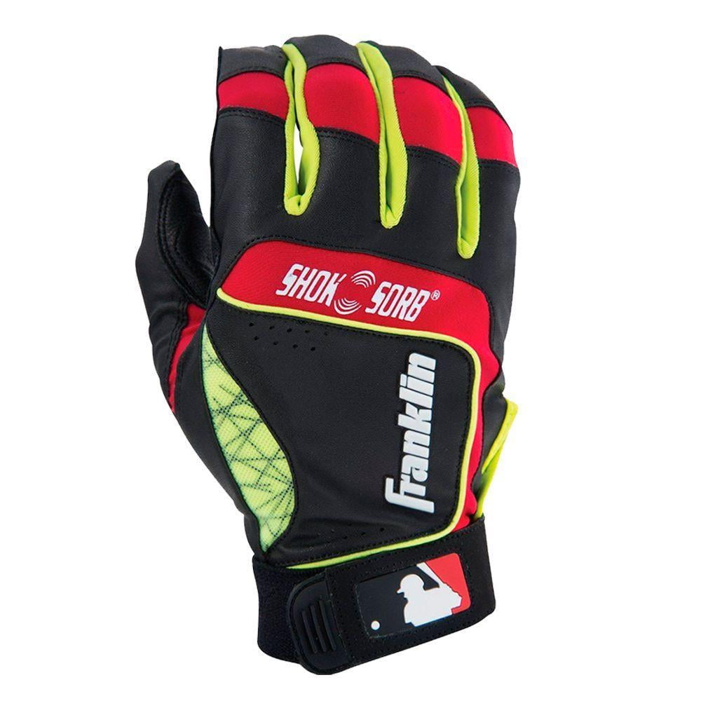 Franklin Sports Shok-Sorb Neo Batting Glove Black/Red/Yellow Youth Medium