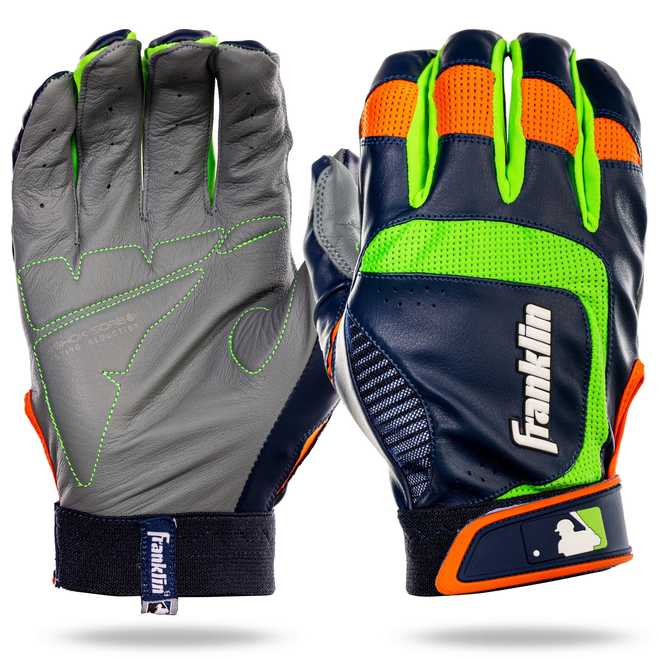 GLB　BRIEFING ストームフリーズ ネイビー M Franklin Sports Shok-Sorb Neo Batting Glove Gray/Navy/Lime