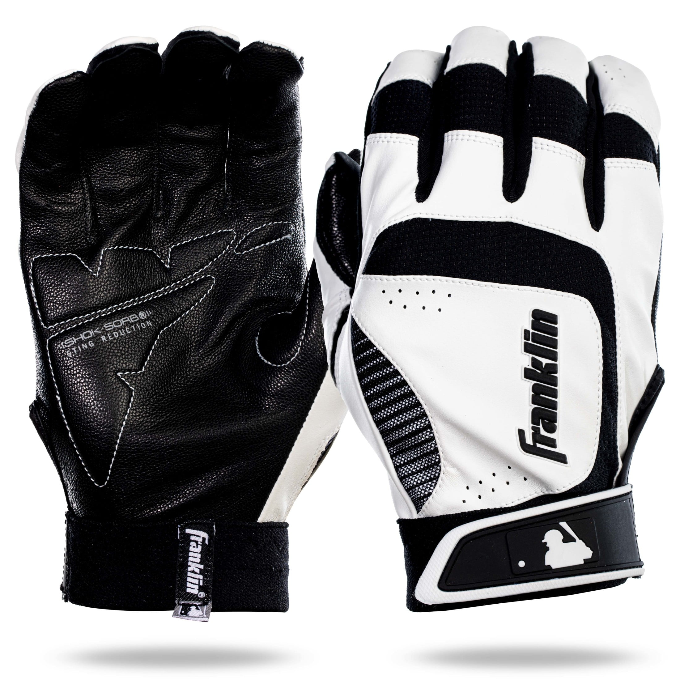Franklin Sports Shok-Sorb Neo Batting Glove White/Black - Adult Medium