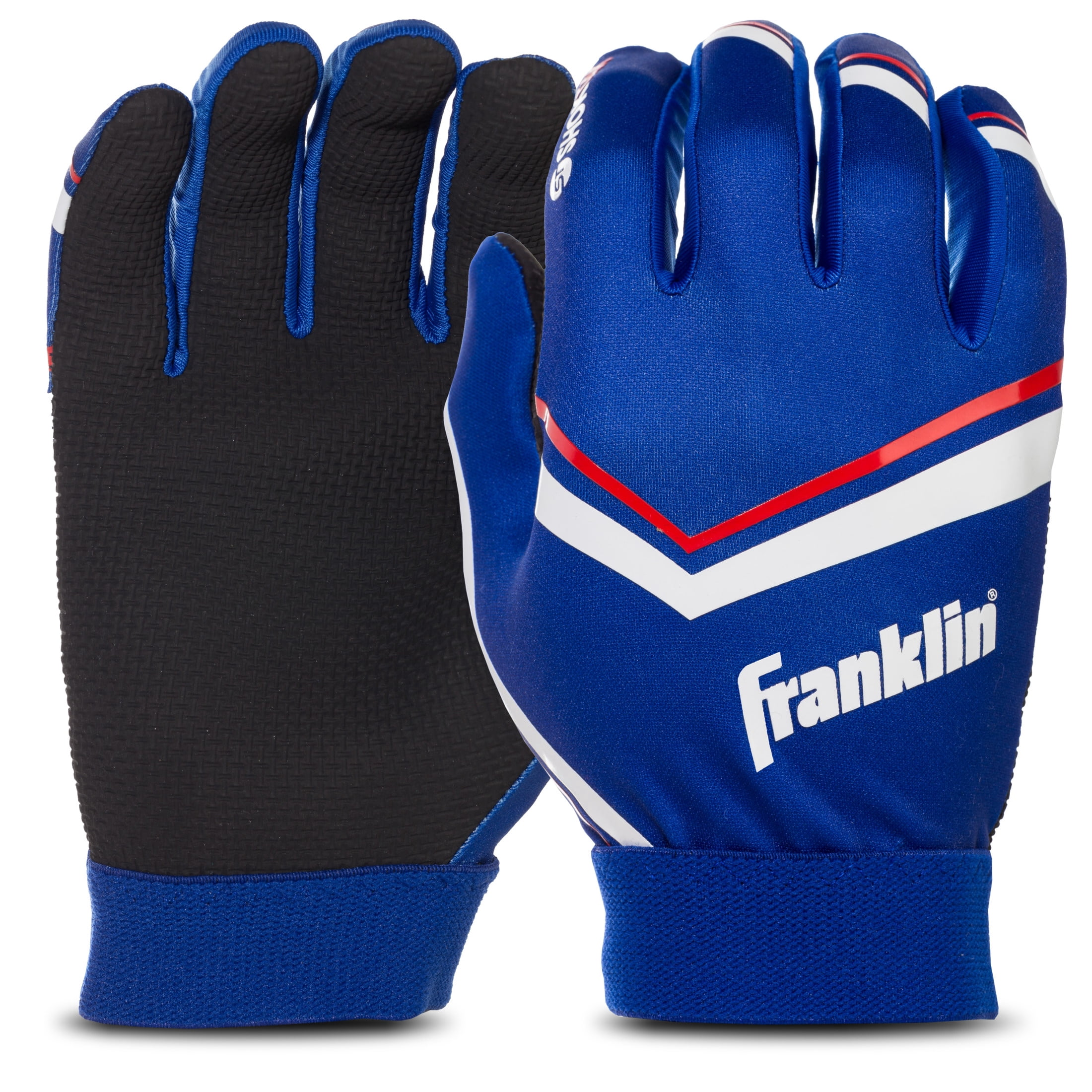 Franklin Sports Shoktak Youth Football Gloves, High Grip, Royal, Youth Medium