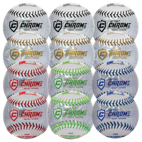 Franklin Sports Soft Strike Teeballs - Kids Soft Teeballs - Chrome - 12 Pack - 9" Circumference