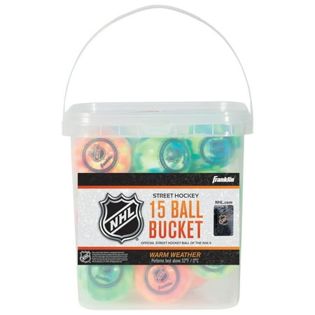 Franklin Sports Street Hockey Balls - 15 Pieces Plus Carrying Bucket - Assorted Colors