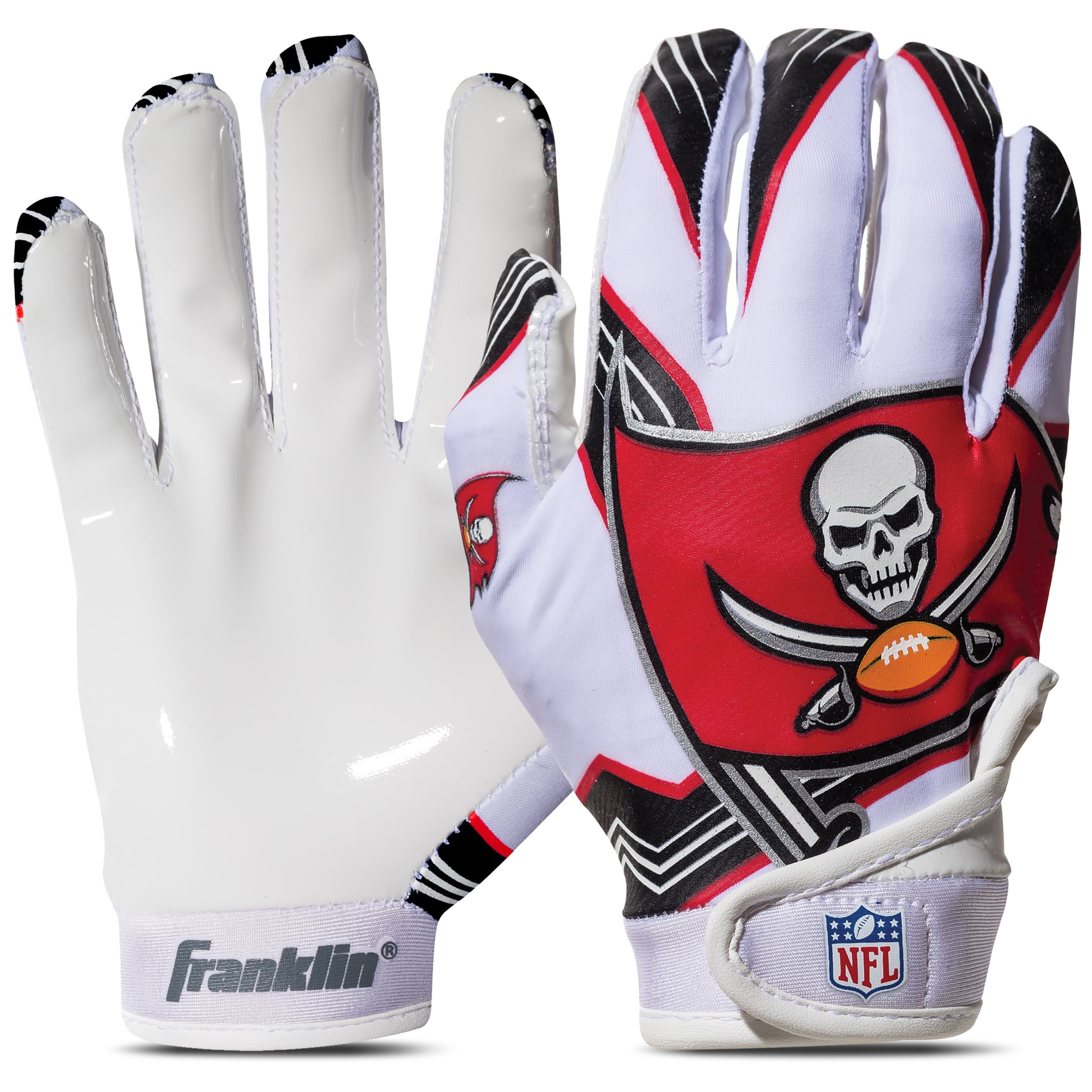 Franklin Sports Tampa Bay Buccaneers Youth NFL Football Receiver Gloves - Official NFL Team Logos - Kids Football Gear + Accessories - Youth XS/S Pair