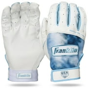 Franklin Sports USA Softball Women's Softball Batting Gloves - Classic X Fastpitch + Slowpitch Softball Girls Batting Gloves - Youth Girls Batting Glove Pair - White + Blue - Youth Small