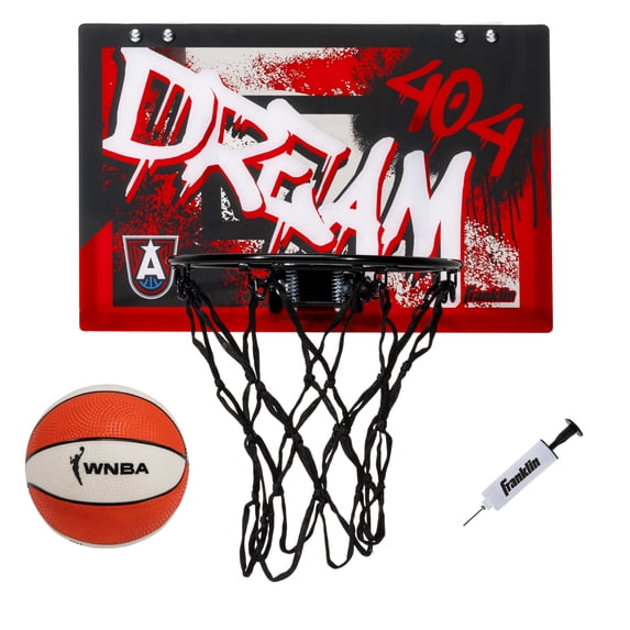 Franklin Sports WNBA Atlanta Dream Over the Door Basketball Hoop - Kids Indoor Basketball Hoop with Mini Ball - WNBA Fan Shop Mini Hoop for Bedroom + Office