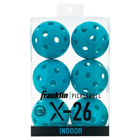 Franklin Sports X-26 Indoor Pickleballs - USA Pickleball Official - Regulation Size - Vellum Blue - 6 Pack