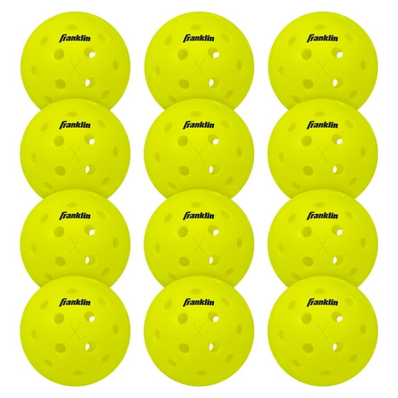 Franklin Sports X-40 Outdoor Pickleballs - Official Size - Yellow - 12 Pack