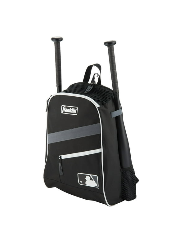 Franklin Sports Youth Baseball Backpack Bag - MLB Batpack - Black/Gray