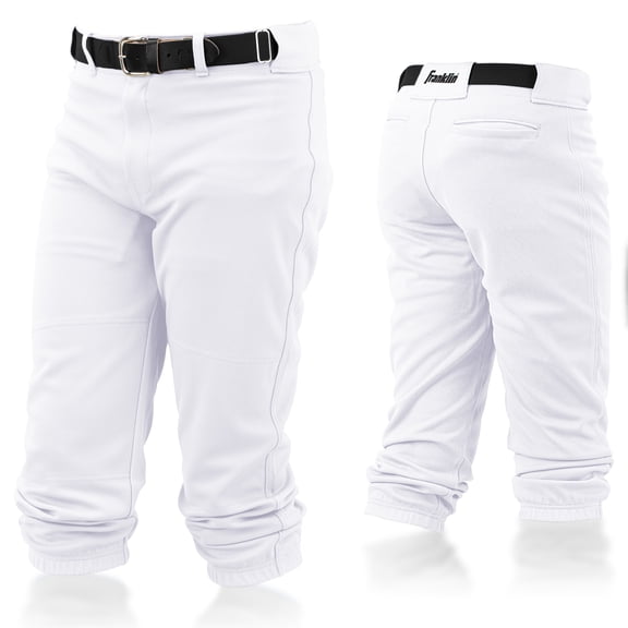 Franklin Sports Youth Knicker Style Baseball + Softball Pants, White, Youth Small