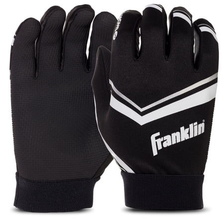Franklin Sports Youth Football Receiver Gloves - Shoktak Youth Gloves - Kids Football Gloves - High Grip Football Gloves - Black - Youth Small