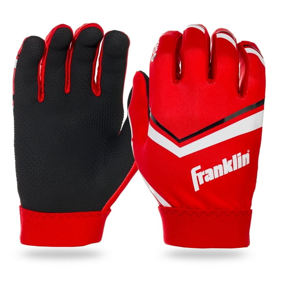 Franklin Sports Youth Football Receiver Gloves - Shoktak Youth Gloves - Kids Football Gloves - High Grip Football Gloves - Red - Youth Large