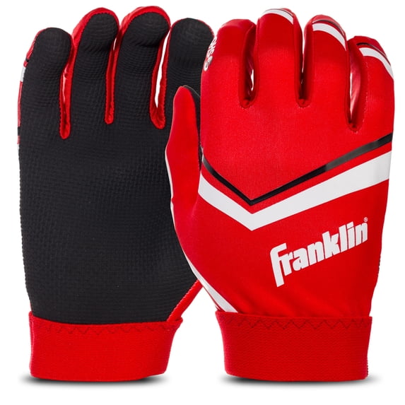 Franklin Sports Youth Football Receiver Gloves - Shoktak Youth Gloves - Kids Football Gloves - High Grip Football Gloves - Red - Youth Medium