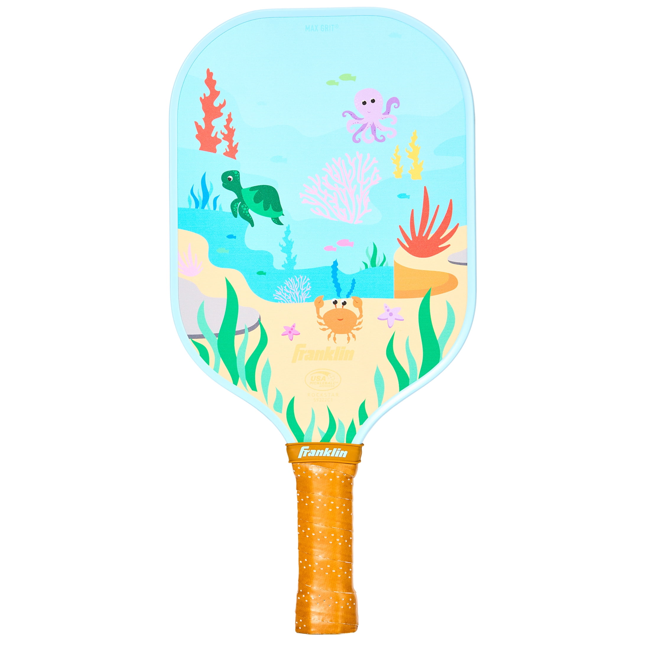 Franklin Sports Youth Pickleball Paddle - Pickleball Paddles for Kids - Max Grit Fiberglass Surface - Polypropylene Core - USA Pickleball (USAP) Approved - Sealife