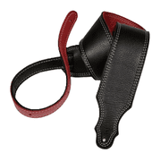 Franklin Strap - 2.5 3-PLY Soft Leather REVERSIBLE Strap - Guitar Strap - Black/Red Reversible
