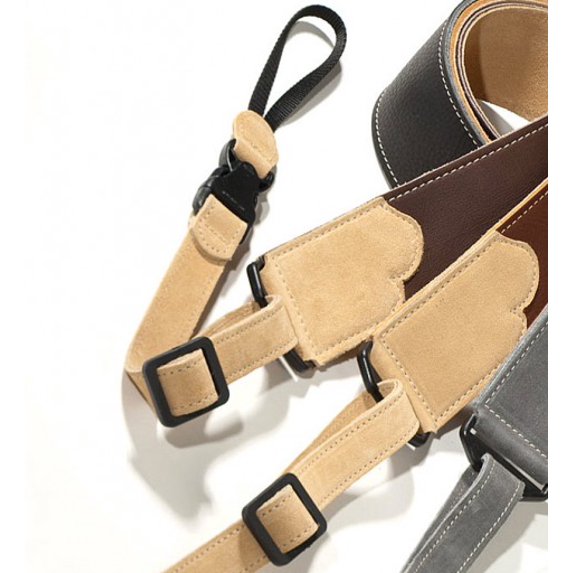 Franklin Strap - 2.5'' Glove Leather with Suede Backing and Quick Release Loops - Banjo Strap - Black