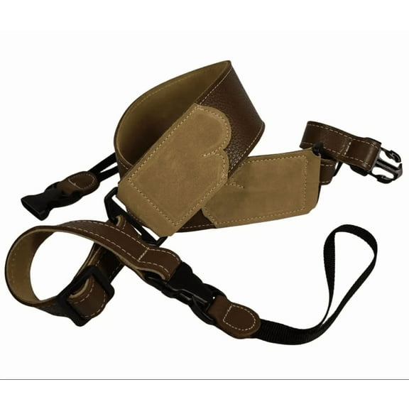 Franklin Strap - 2.5" Glove Leather with Suede Backing and Quick Release Loops - Banjo Strap - Caramel