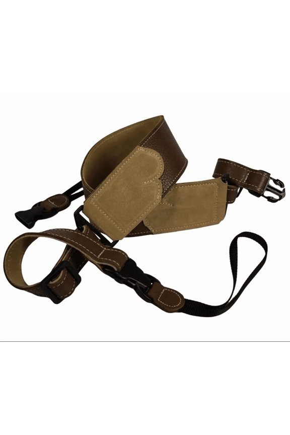 Strap - 2.5" Glove Leather with Suede Backing and Quick Release Loops - Banjo Strap - Caramel