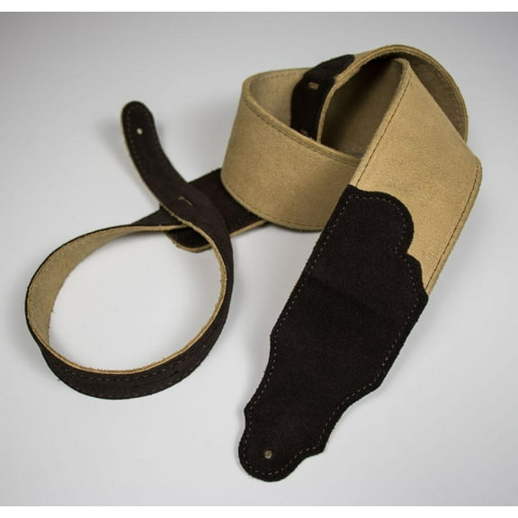Franklin Strap - 2.5'' Original Suede with Suede Backing - Guitar Strap - Honey Suede with Chocolate Stitching