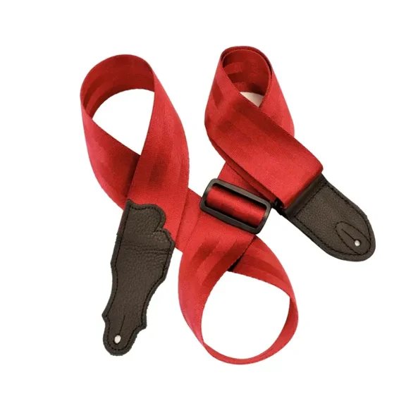 Franklin Strap - 2" Seat Belt - Guitar Strap - Red with Black End Tab