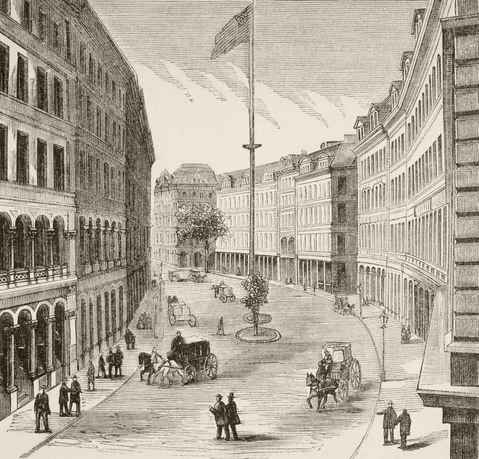 Franklin Street Boston Massachusetts Usa In The 1870s From A 19Th Century Illustration Canvas Art - Ken Welsh  Design Pics (15 x 14)