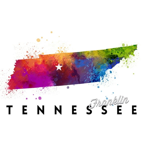 Franklin, Tennessee, Abstract Watercolor (16x24 Giclee Gallery Art Print, Vivid Textured Wall Decor)