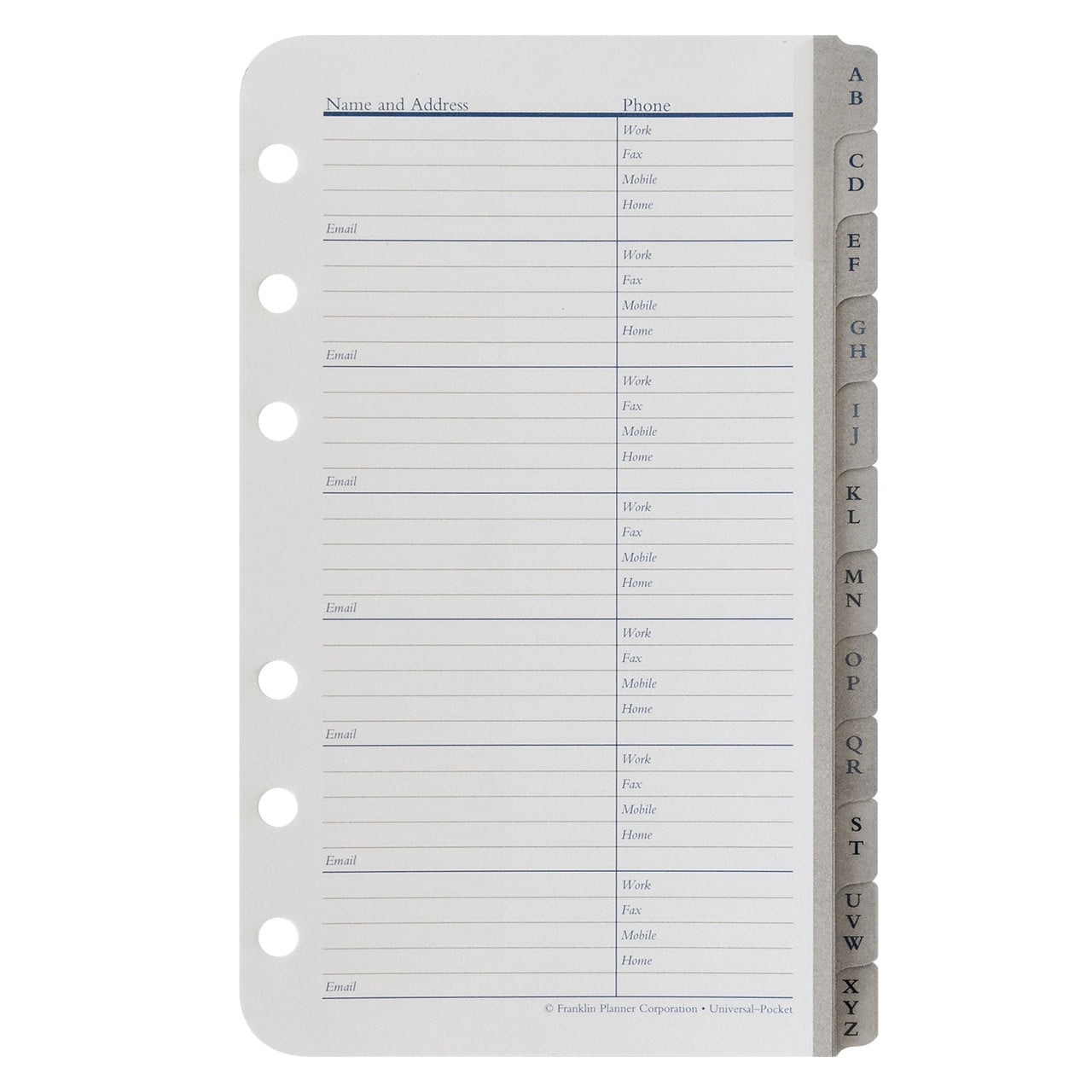 FranklinCovey Address-Phone Tabs (Pocket Size) - Walmart.com