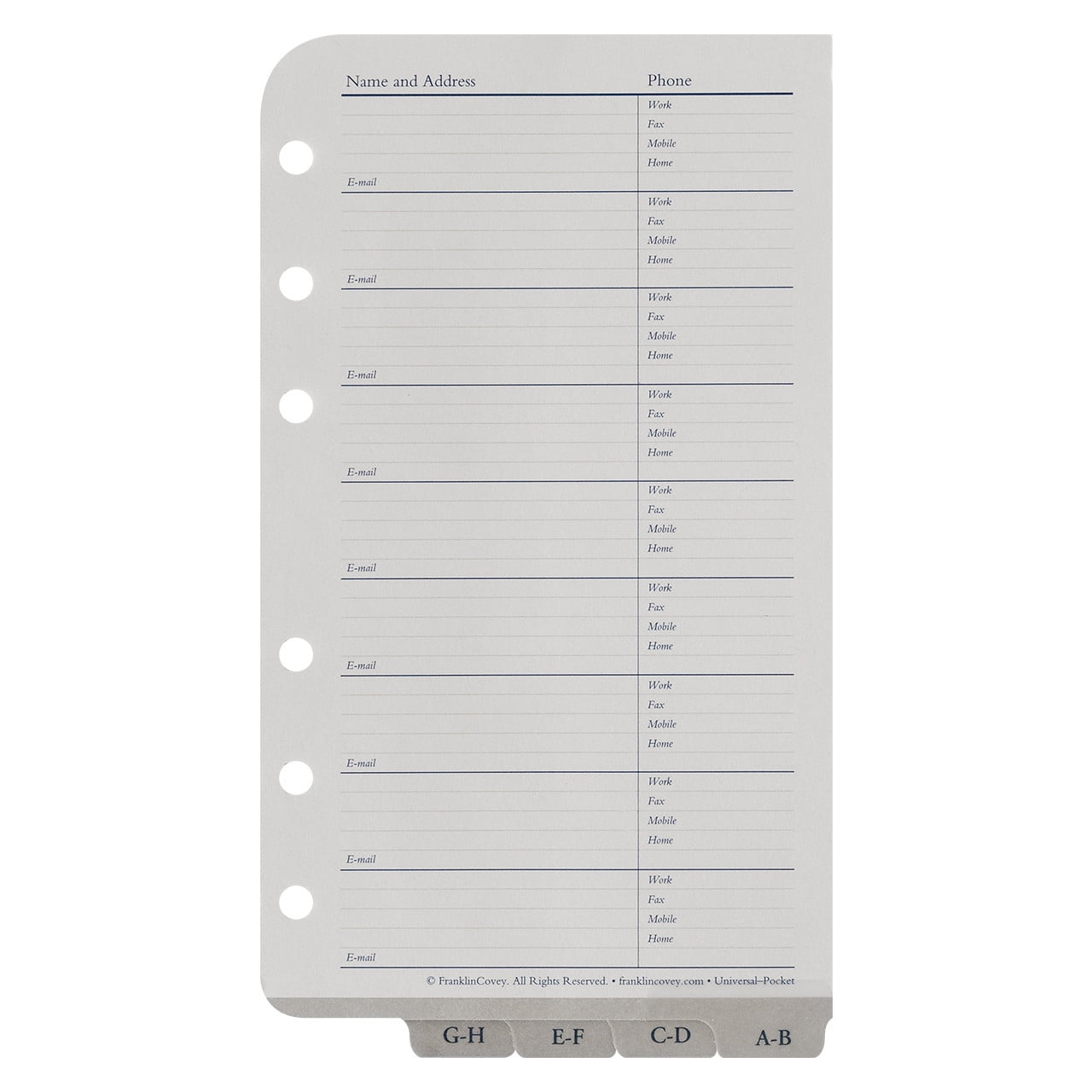 FranklinCovey Address-Phone Tabs (PocketTrimline Size) - Walmart.com