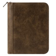 FranklinCovey Simulated Leather Distressed Zipper Binder Classic Size, Brown