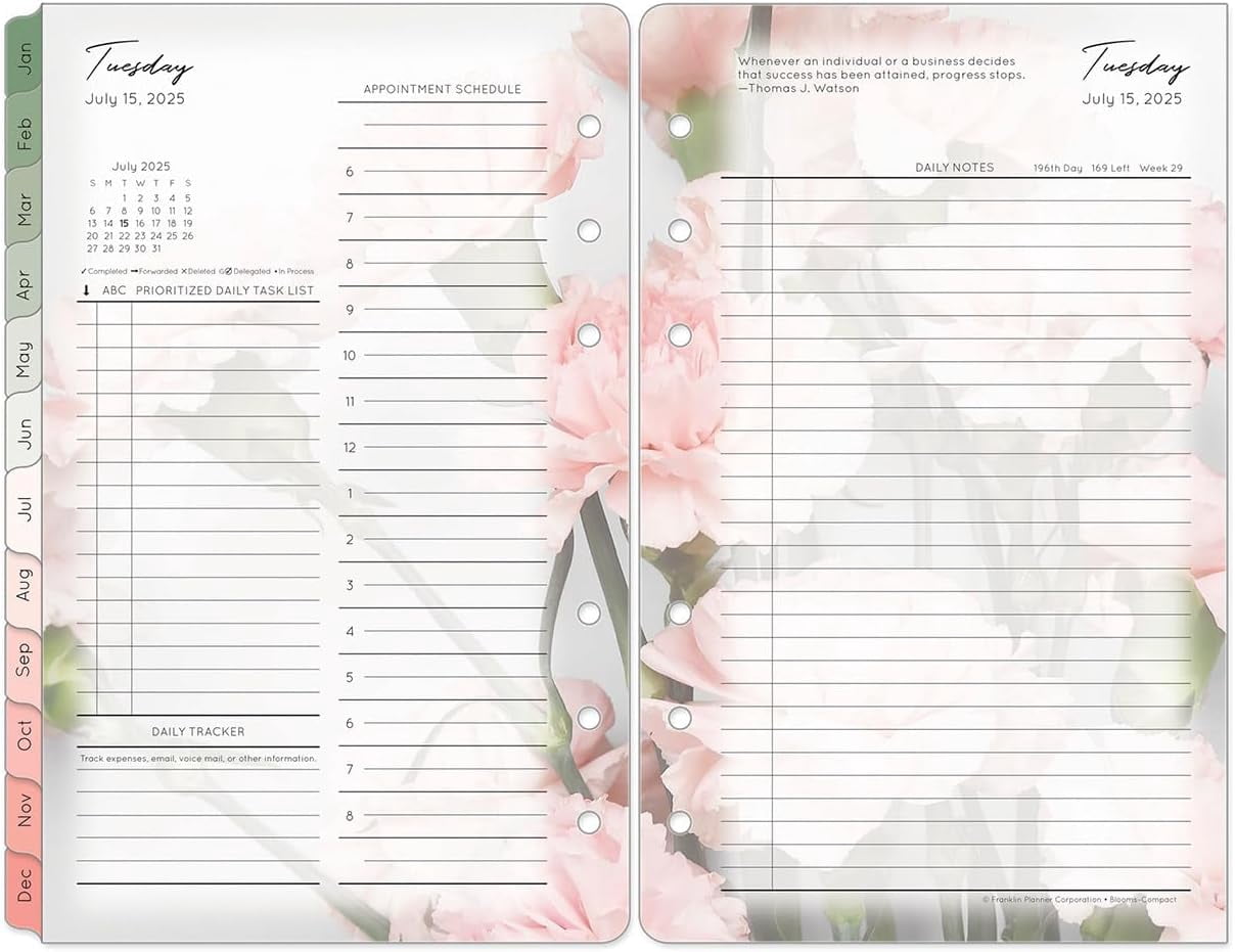 FranklinCovey Blooms Ring-Bound Pouch Pagefinder - Classic Size (5.5x8.5"), Rose Design, Planner Accessory