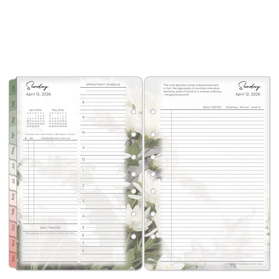 FranklinCovey Blooms Two Page Per Day Ring-bound Planner (Classic Size, Apr 2026 - Mar 2027)