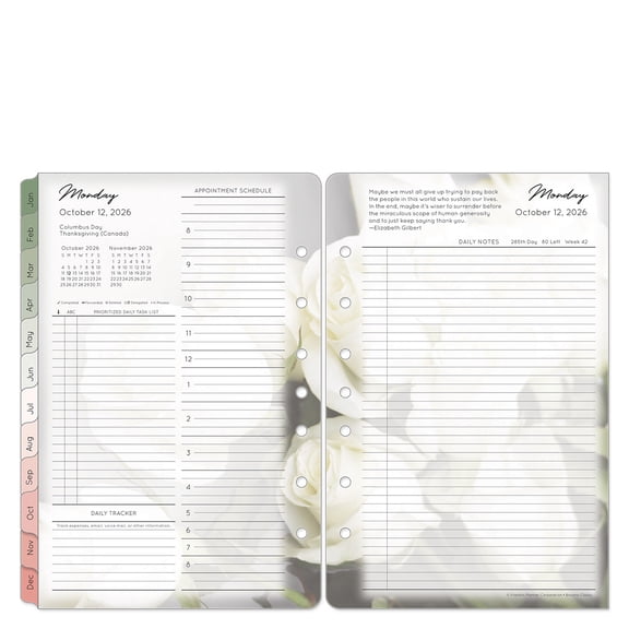 FranklinCovey Blooms Two Page Per Day Ring-bound Planner (Classic Size, Oct 2026 - Sep 2027)
