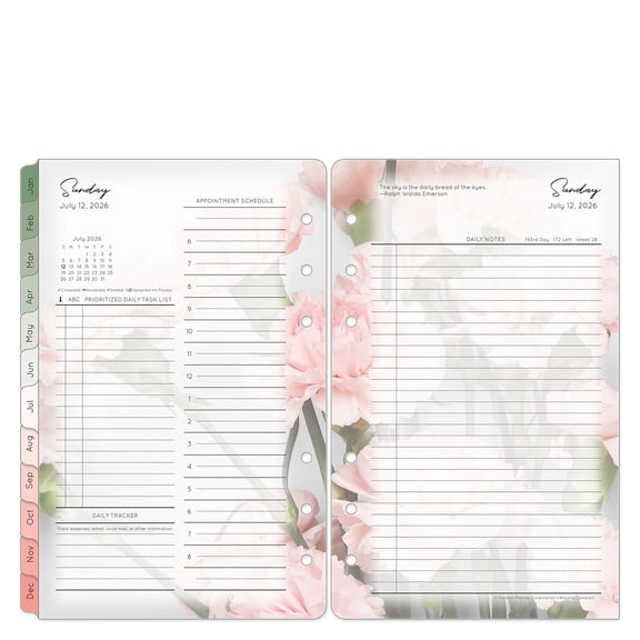 FranklinCovey Blooms Two Page Per Day Ring-bound Planner (Jul 2026 - Jun 2027, Compact Size)