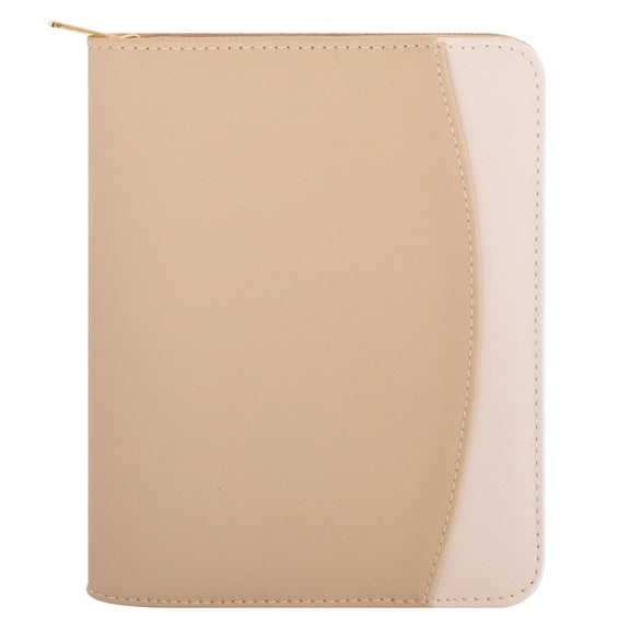 FranklinCovey Bridget Simulated Leather Zipper Binder (Compact Size, Pale Khaki)