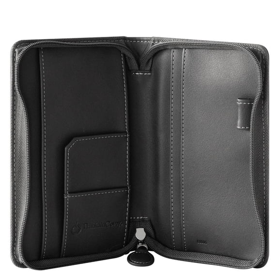 FranklinCovey Brighton Simulated Leather Zipper Wire-bound Cover (Pocket Slim Size, Slate)
