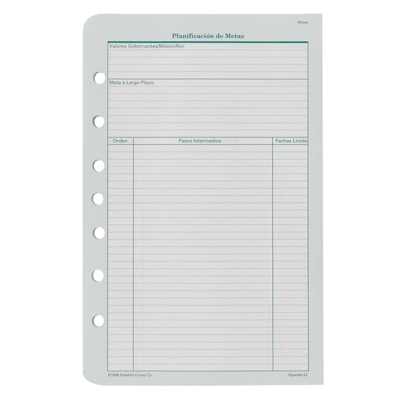 FranklinCovey Classic Spanish Goal Planning Form