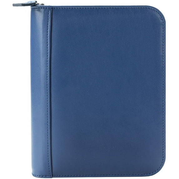 FranklinCovey - FC Signature Binder - Leather - Zipper Binder for Planners (Compact, Blue)