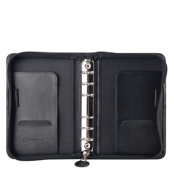 FranklinCovey Nappa Leather Zipper Binder (Pocket Size, Black)