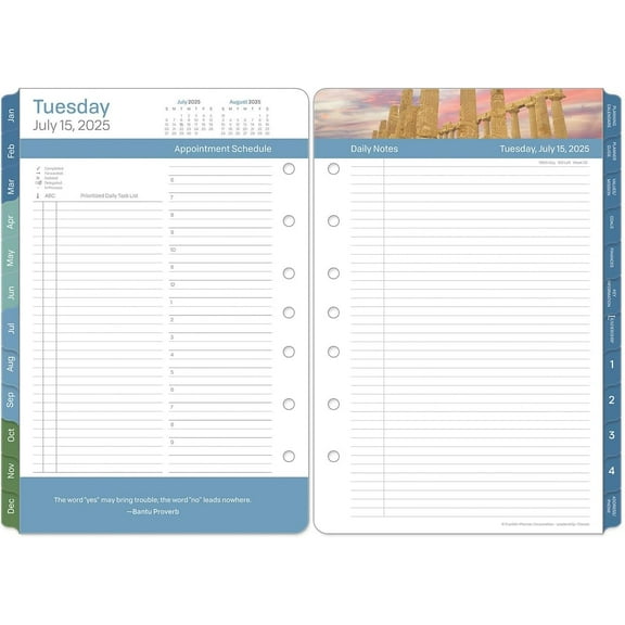 FranklinCovey - Leadership Two Page Per Day Ring-Bound Planner (Classic, Jul 2025 - Jun 2026)